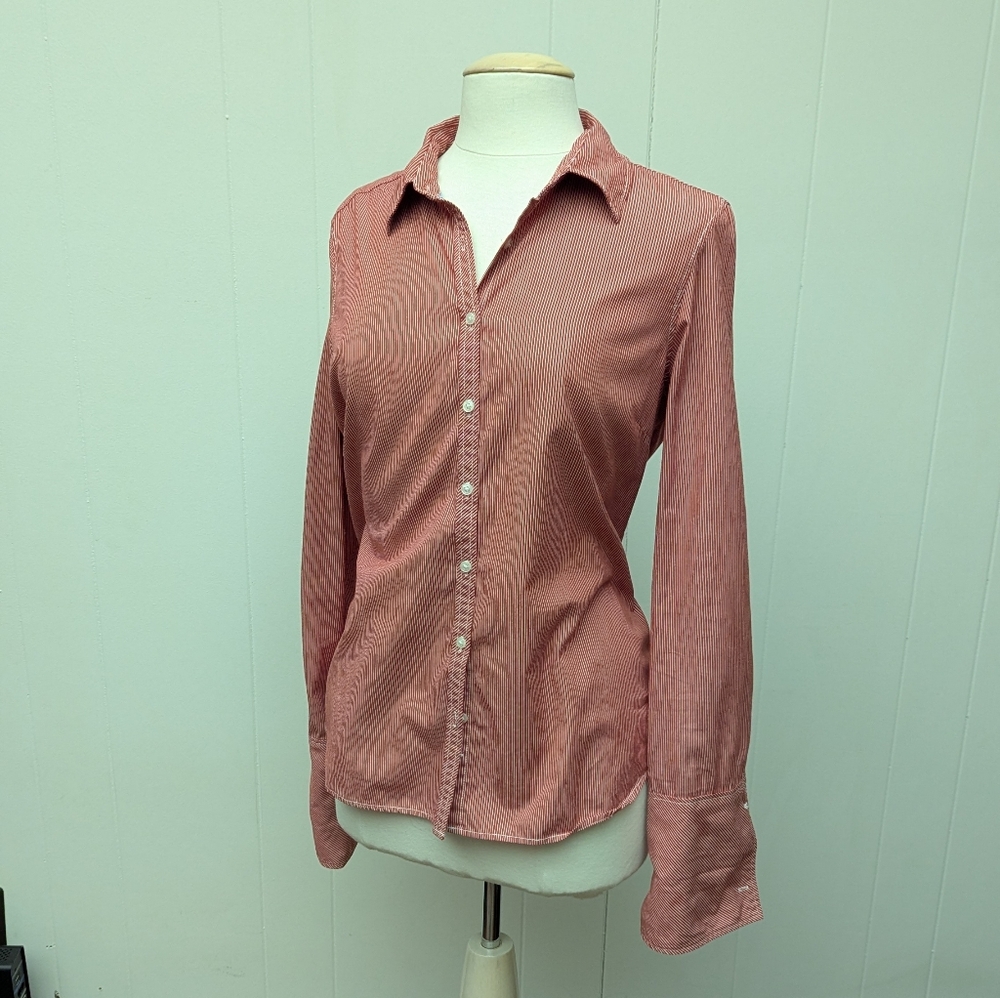 Vintage Y2K Red And White Striped Button Down By Tommy Hilfiger Size L - Picture 3 of 7